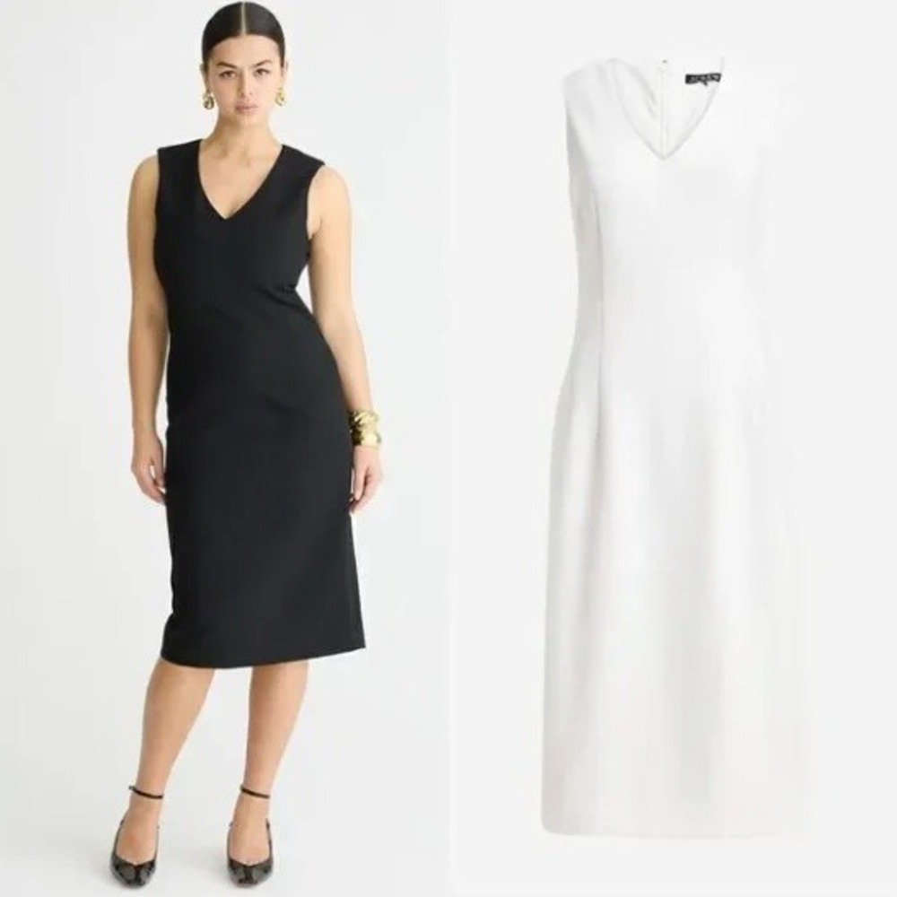 J.Crew The Interview Womens Bi-Stretch V-Neck Sheath Dress Black Size 6‎ NEW